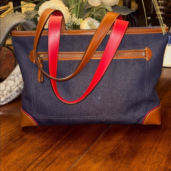 Vintage Coach varsity stripe denim tote - Picture 5 of 14